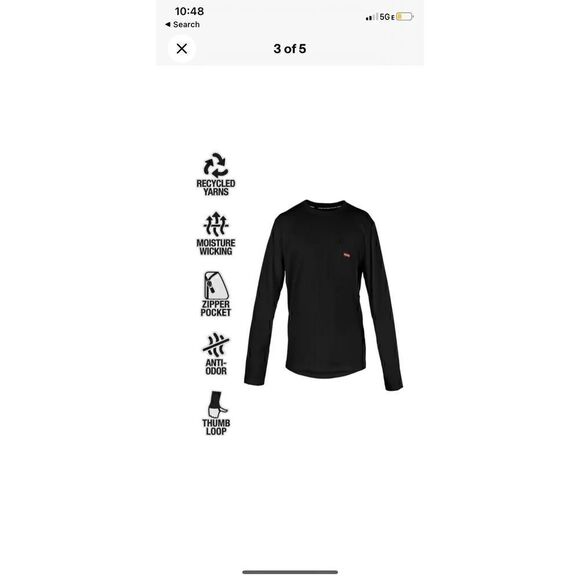 Wrangler Workwear Performance THERMAL TOP Base Layer BLACK Size XL - Picture 6 of 6